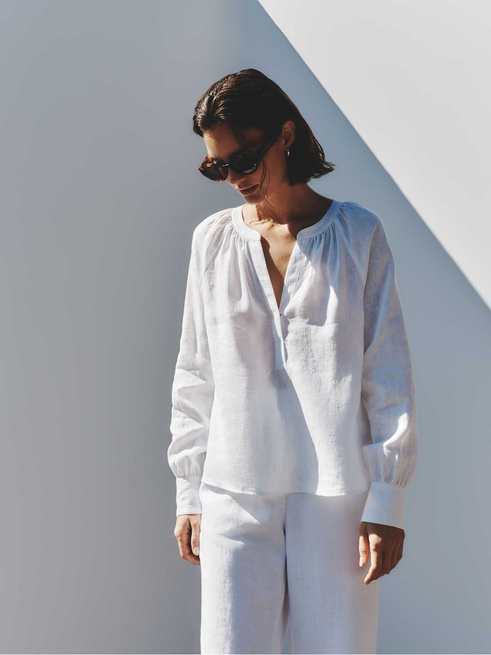 Quince 100% European linen long sleeve peasant blouse